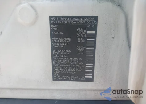 2016 Nissan Rogue Sv from USA, damaged, VIN KNMAT2MT4GP715909